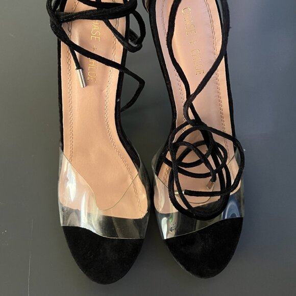 Fashion Nova Chase+Chloe GiGi Clear Toe Lace Up Heel, Sz 11, Excellent Condition - Picture 8 of 9